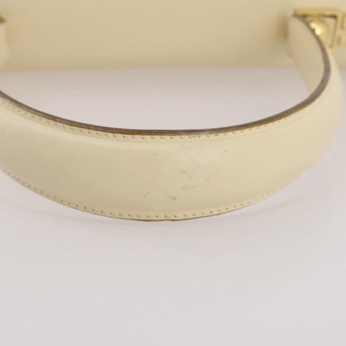 Salvatore Ferragamo Gancini Hand Bag Leather White Gold Auth 205161
