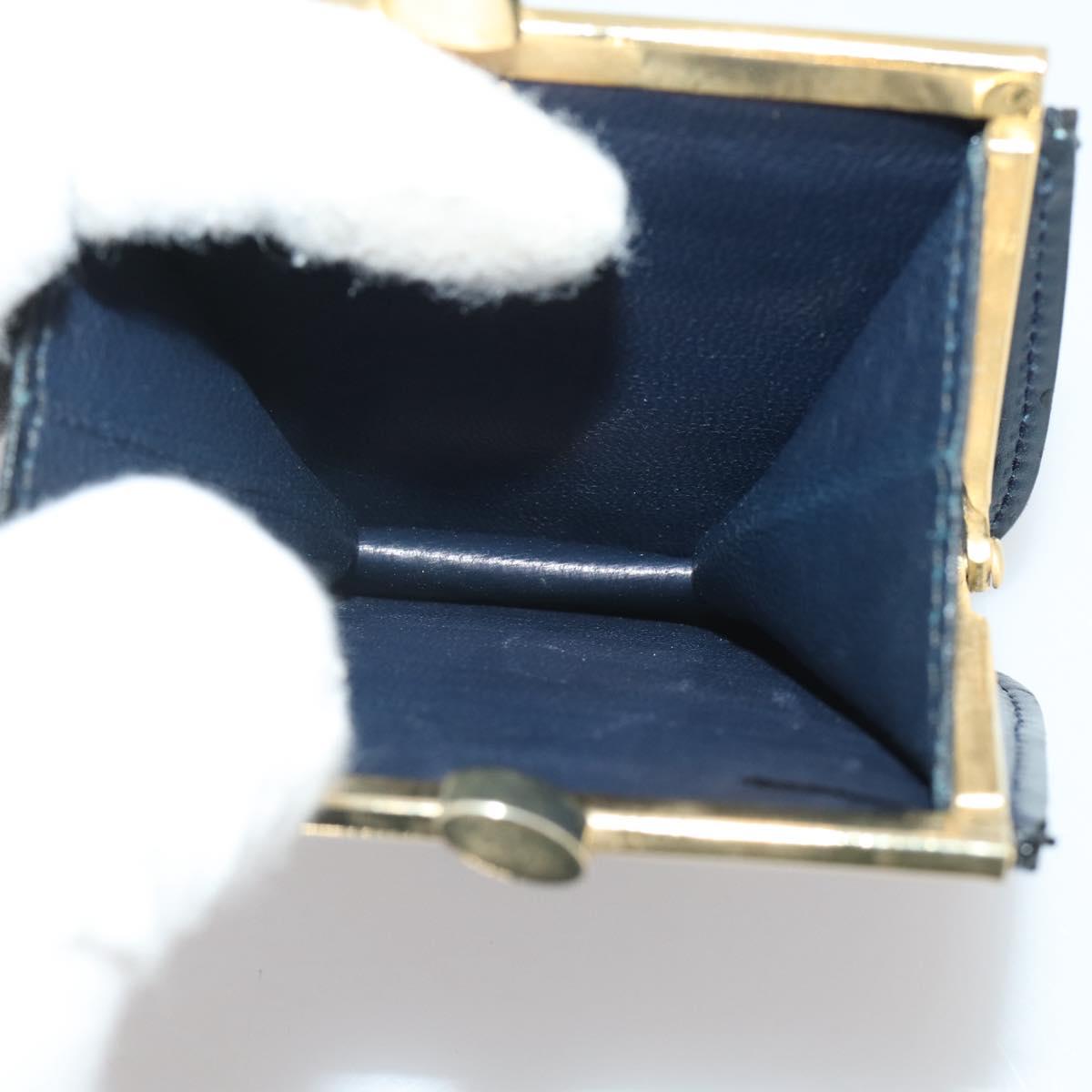 GUCCI Shoulder Bag Leather Navy Gold Auth 205163