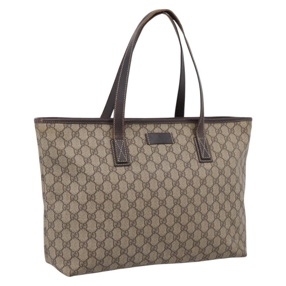 GUCCI GG Supreme Tote Bag PVC Beige 211137 Auth 205165