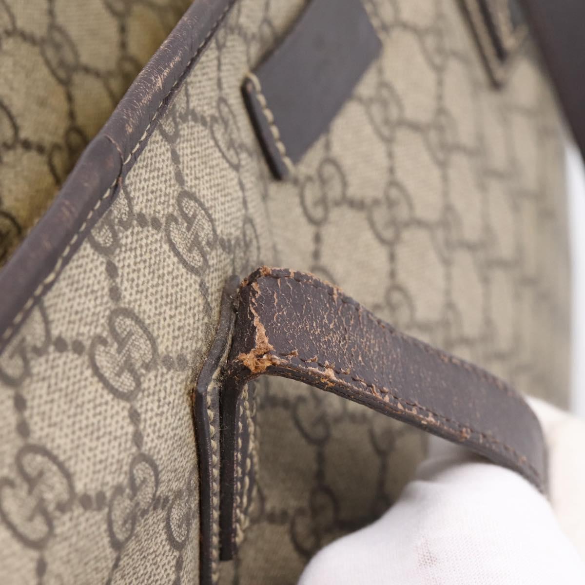 GUCCI GG Supreme Tote Bag PVC Beige 211137 Auth 205165