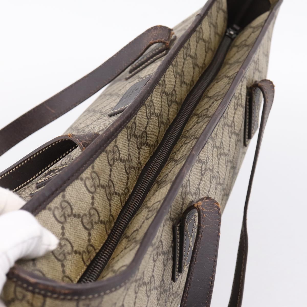 GUCCI GG Supreme Tote Bag PVC Beige 211137 Auth 205165