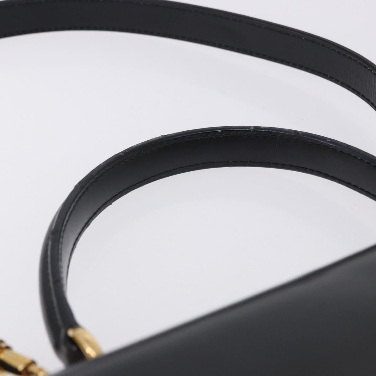 GUCCI Hand Bag Leather 2way Black Gold 000 23 0258 Auth 205166