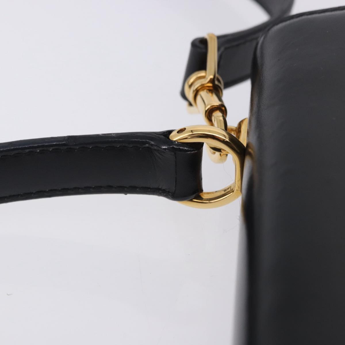 GUCCI Hand Bag Leather 2way Black Gold 000 23 0258 Auth 205166