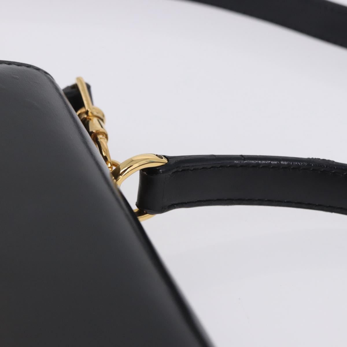 GUCCI Hand Bag Leather 2way Black Gold 000 23 0258 Auth 205166