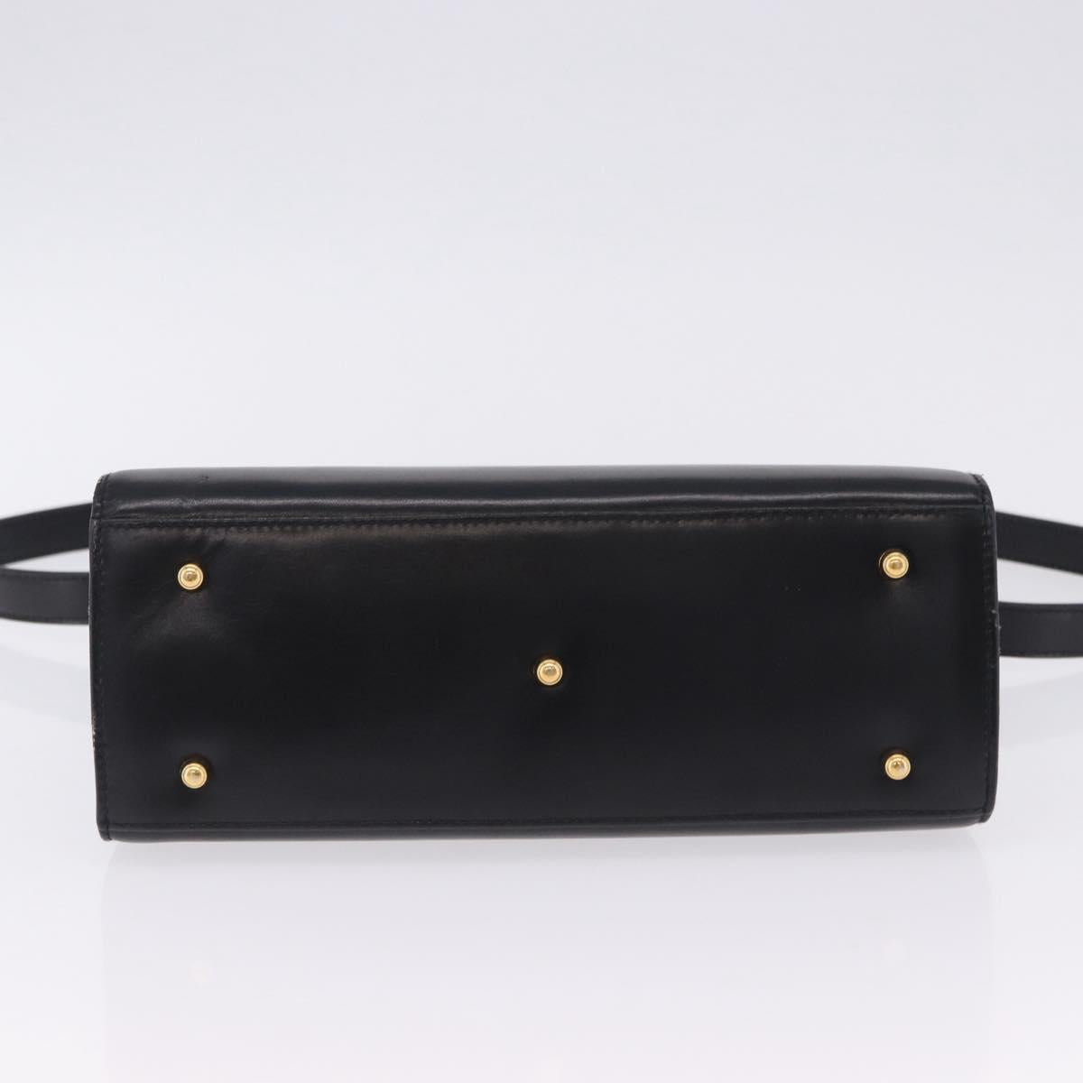 GUCCI Hand Bag Leather 2way Black Gold 000 23 0258 Auth 205166