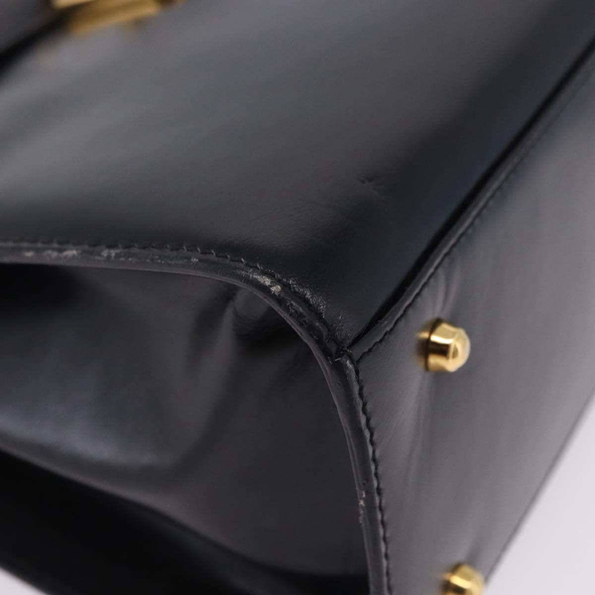 GUCCI Hand Bag Leather 2way Black Gold 000 23 0258 Auth 205166