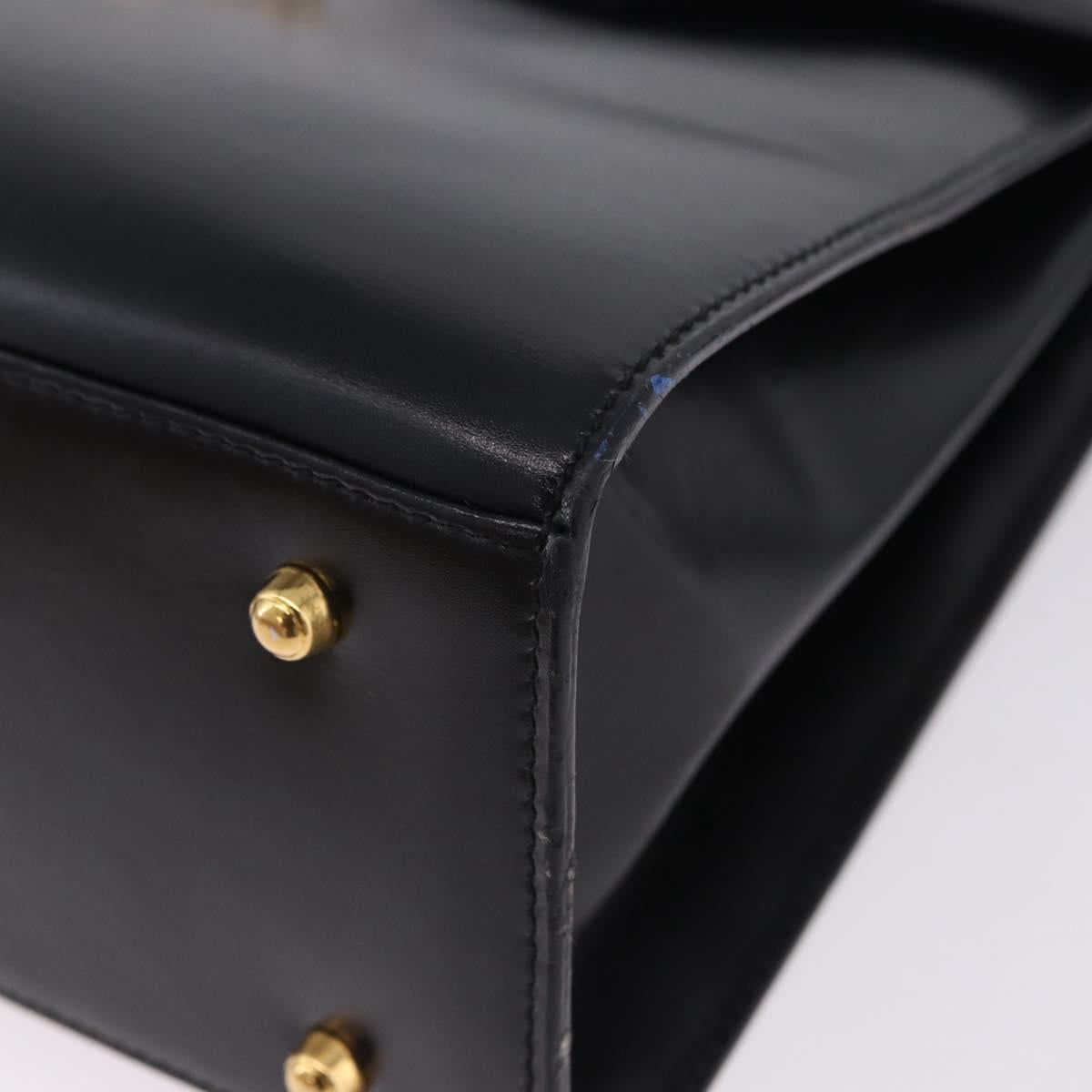 GUCCI Hand Bag Leather 2way Black Gold 000 23 0258 Auth 205166