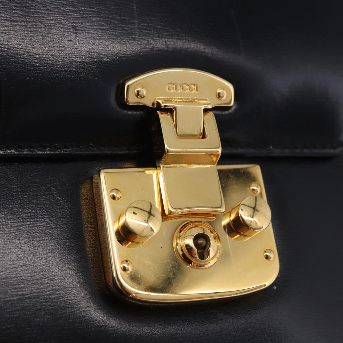 GUCCI Hand Bag Leather 2way Black Gold 000 23 0258 Auth 205166