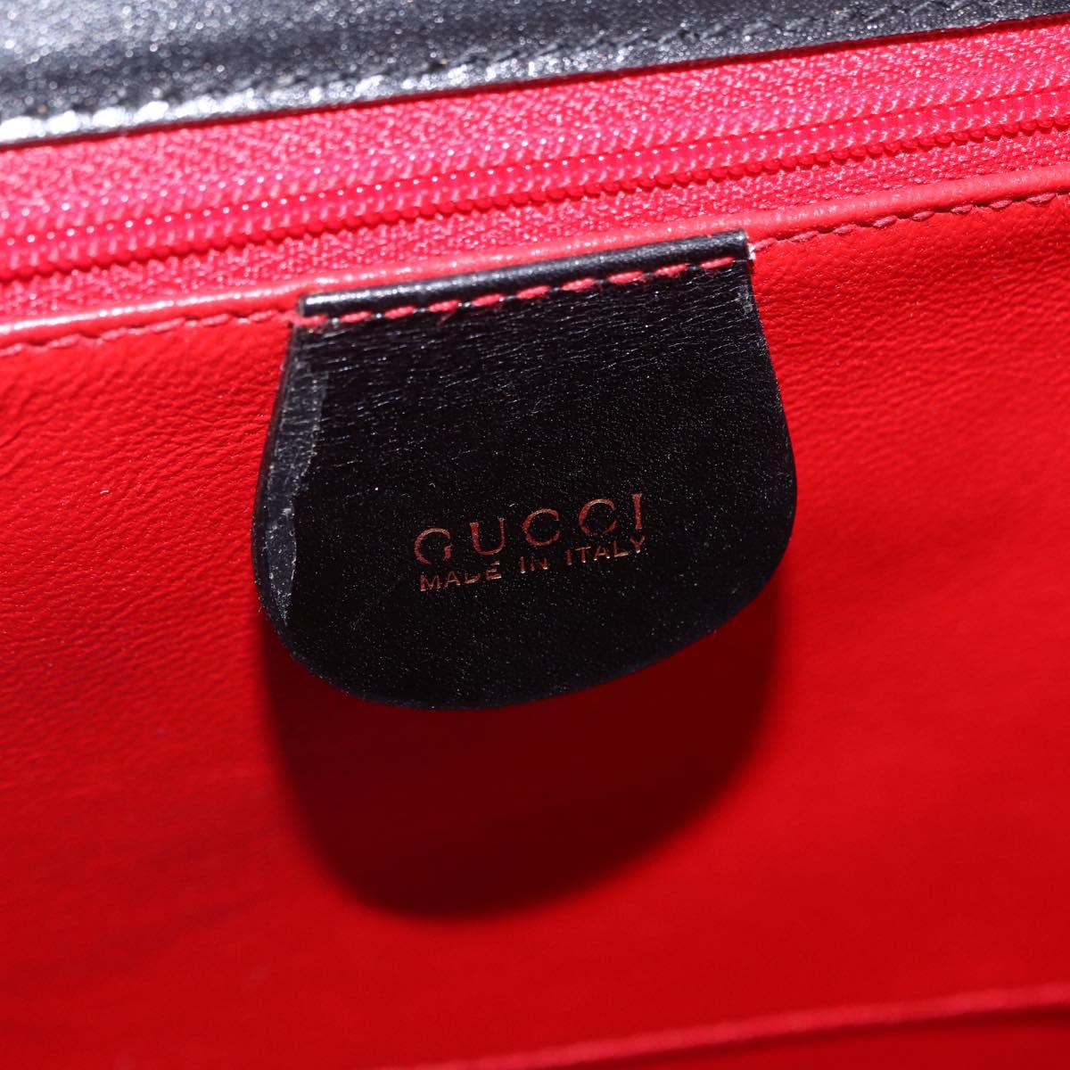 GUCCI Hand Bag Leather 2way Black Gold 000 23 0258 Auth 205166