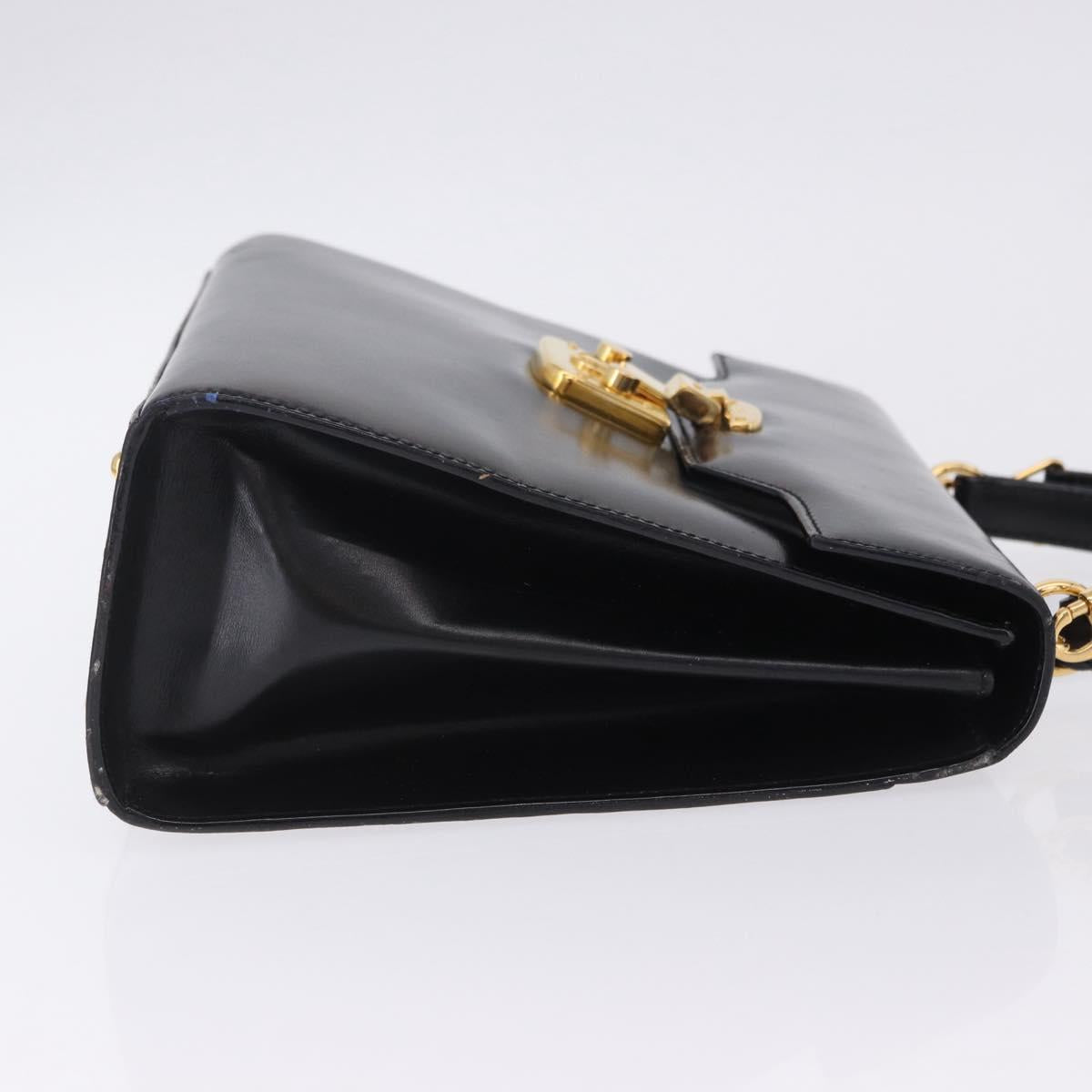 GUCCI Hand Bag Leather 2way Black Gold 000 23 0258 Auth 205166