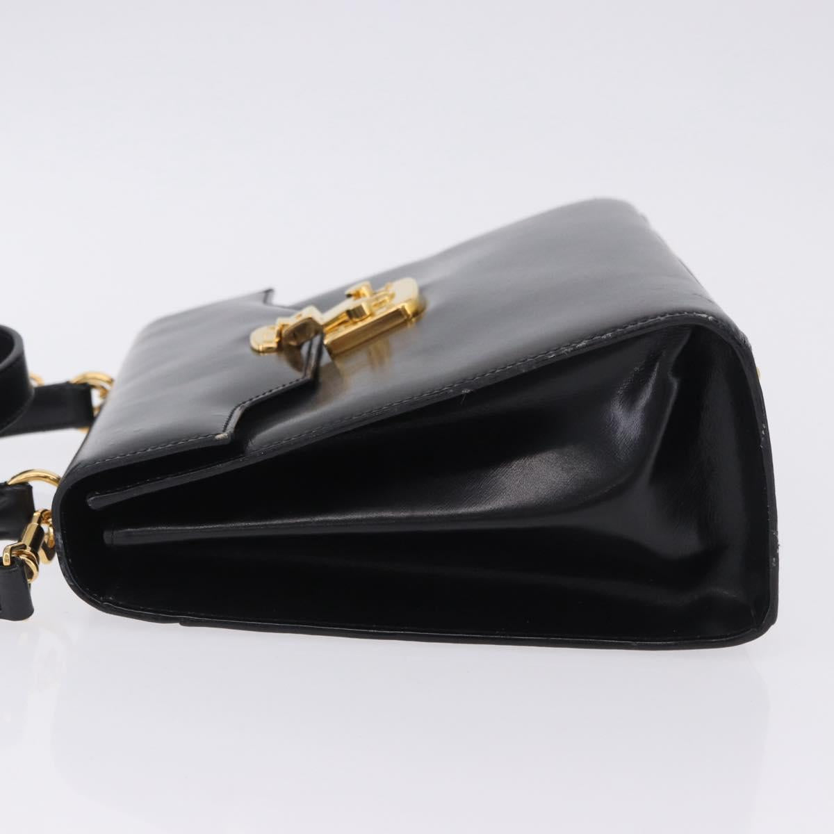 GUCCI Hand Bag Leather 2way Black Gold 000 23 0258 Auth 205166