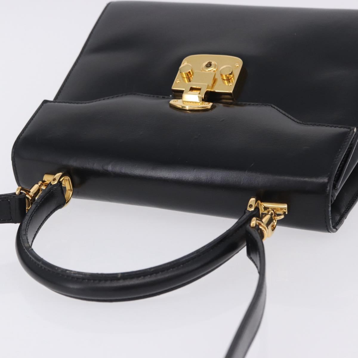 GUCCI Hand Bag Leather 2way Black Gold 000 23 0258 Auth 205166