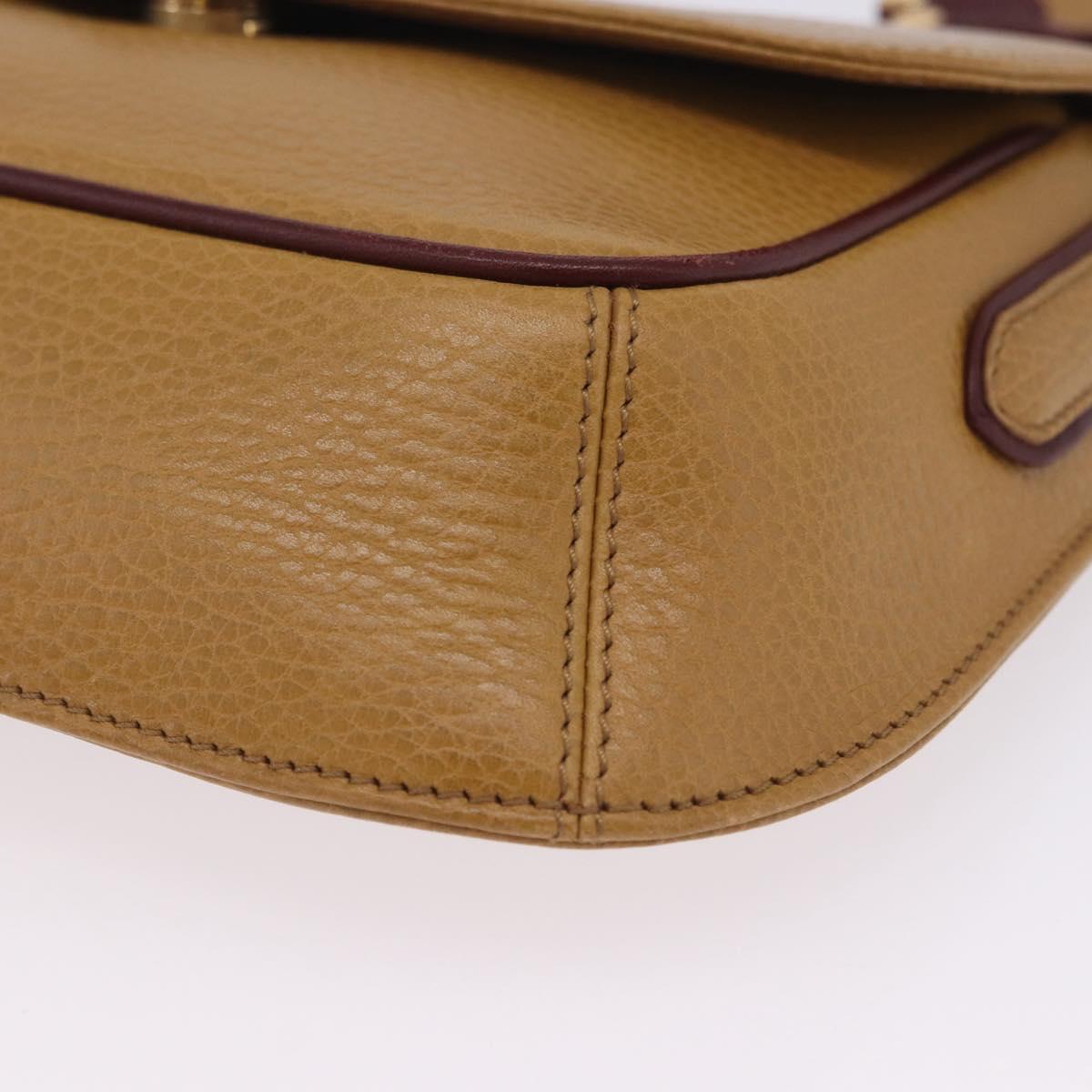 CARTIER Must Line Shoulder Bag Leather Beige Gold Auth 205170A