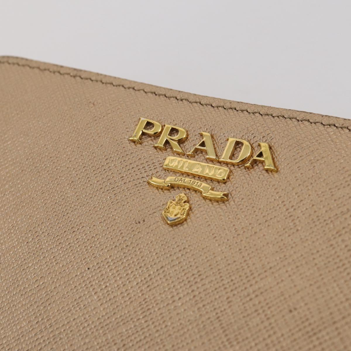 PRADA Bifold Wallet Safiano Leather Gold Auth 205174A