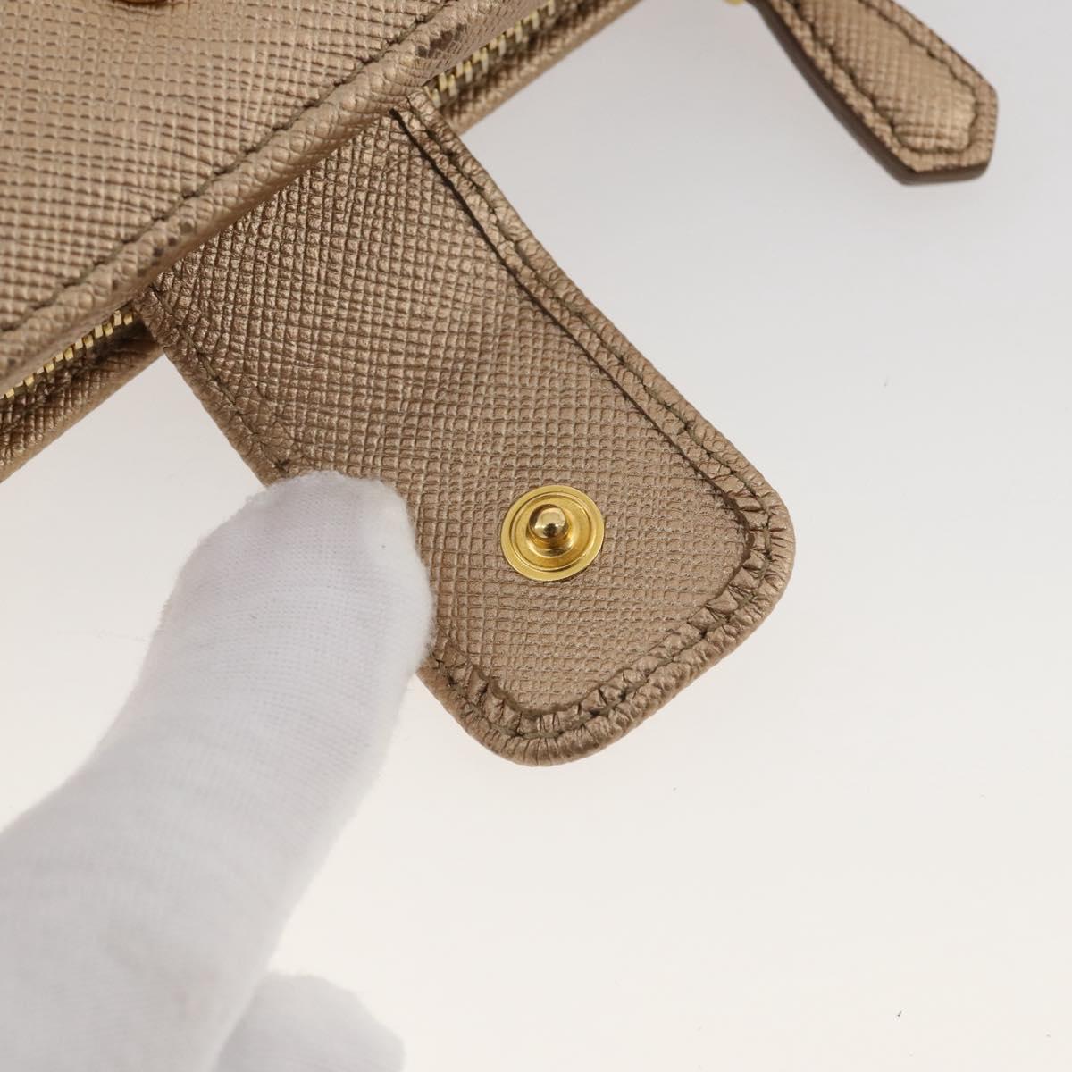 PRADA Bifold Wallet Safiano Leather Gold Auth 205174A
