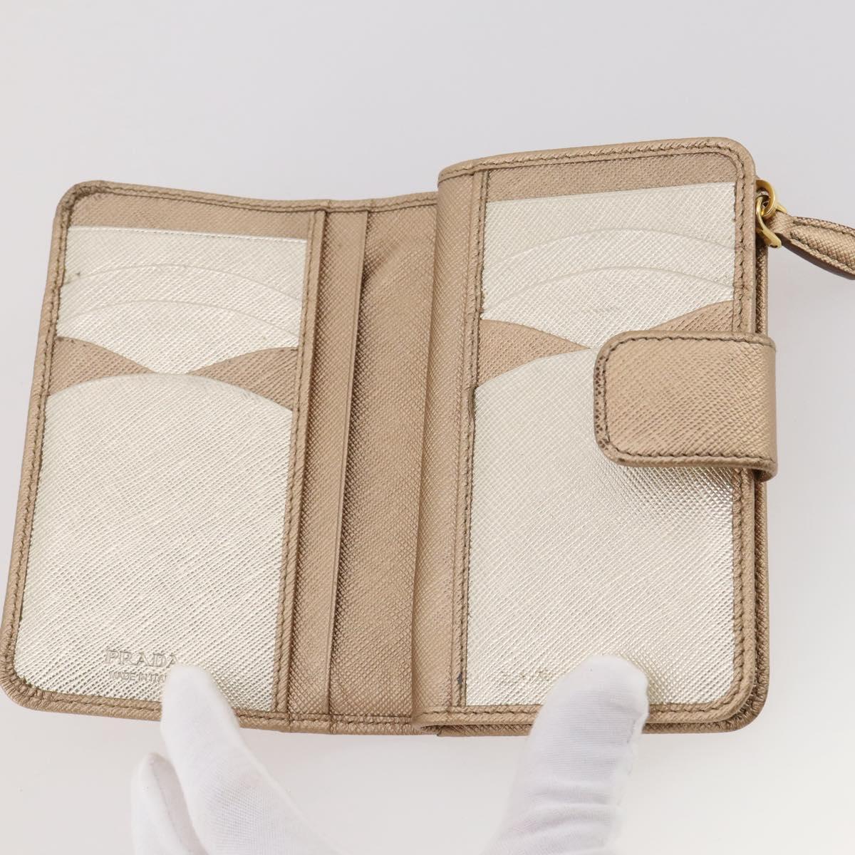 PRADA Bifold Wallet Safiano Leather Gold Auth 205174A