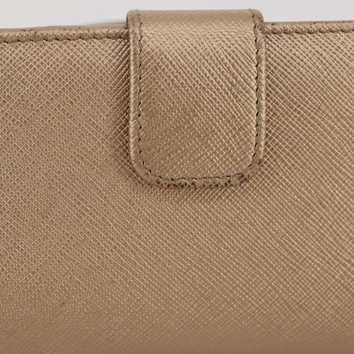 PRADA Bifold Wallet Safiano Leather Gold Auth 205174A
