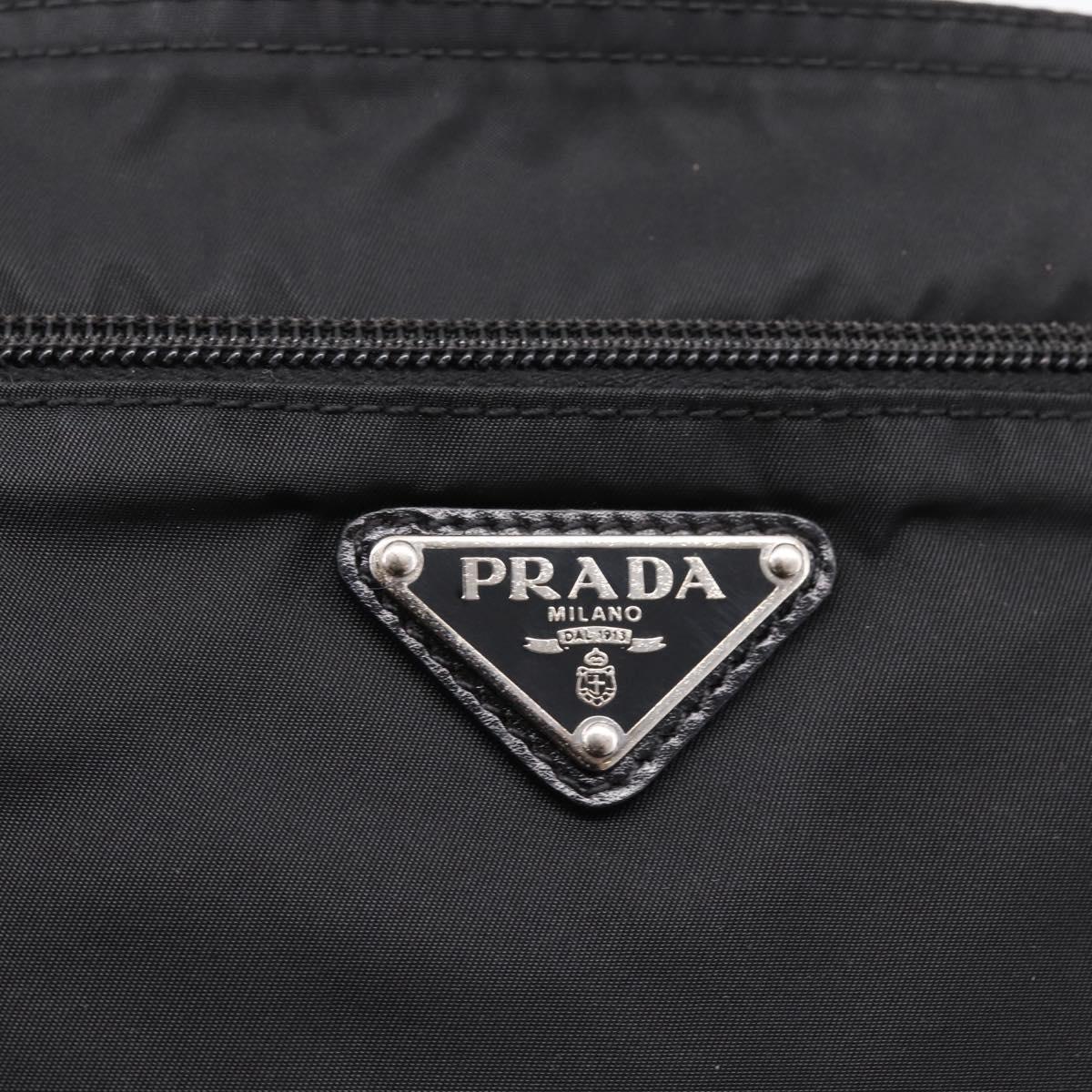 PRADA Shoulder Bag Nylon Black Silver Auth 205175A