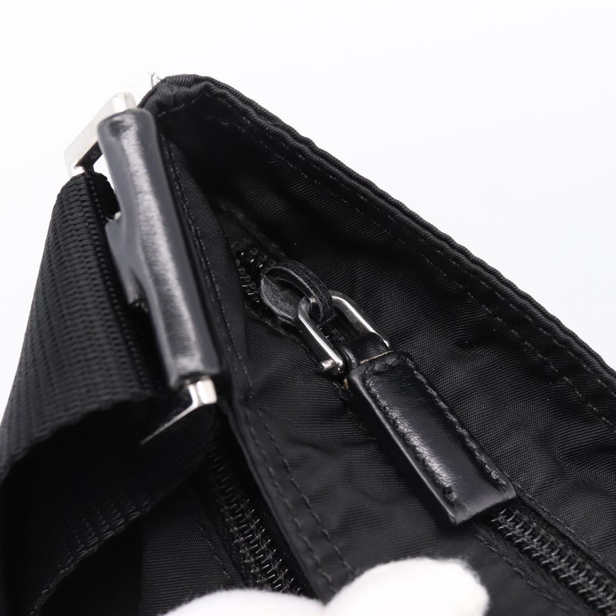PRADA Shoulder Bag Nylon Black Silver Auth 205175A