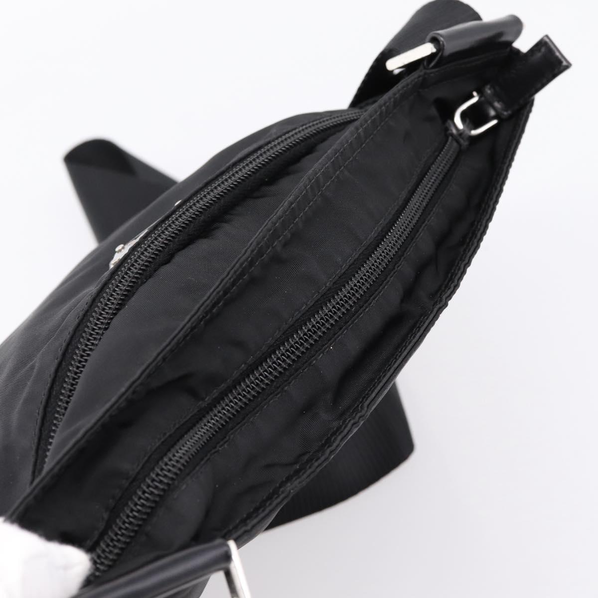 PRADA Shoulder Bag Nylon Black Silver Auth 205175A