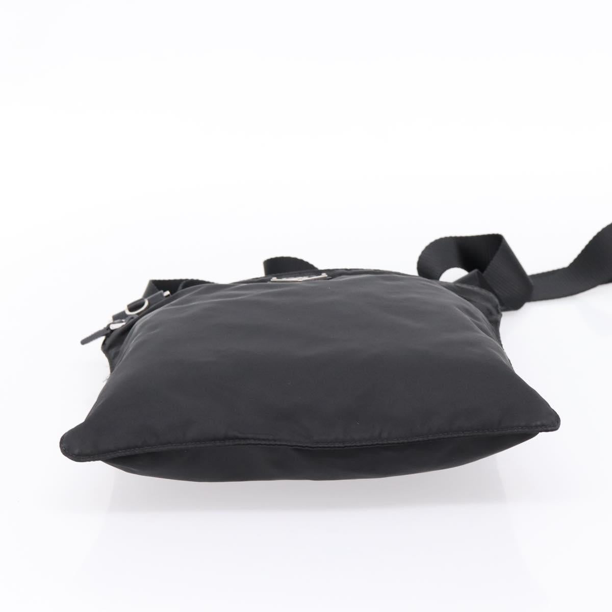 PRADA Shoulder Bag Nylon Black Silver Auth 205175A