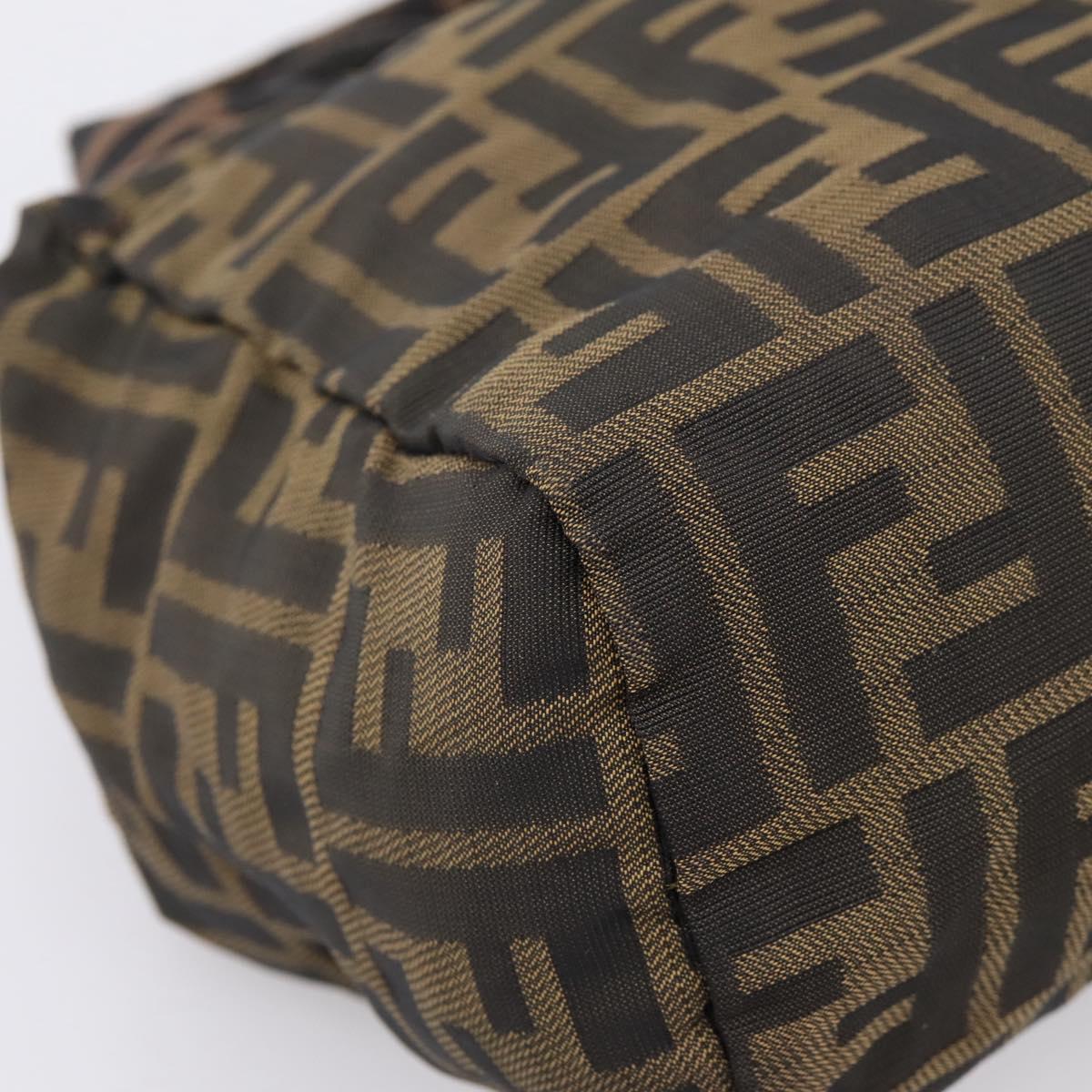 FENDI Zucca Canvas Hand Pouch Black Brown Auth 205177