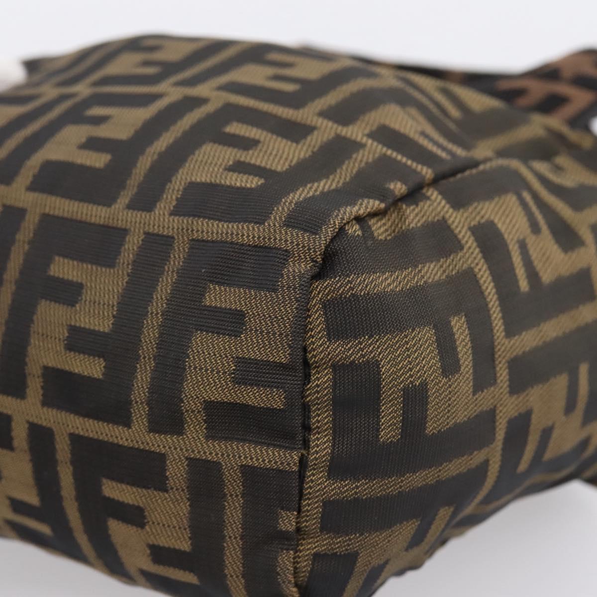 FENDI Zucca Canvas Hand Pouch Black Brown Auth 205177