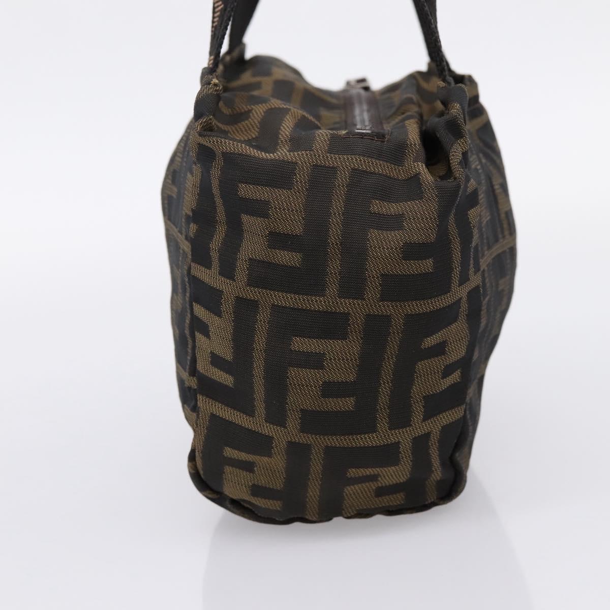 FENDI Zucca Canvas Hand Pouch Black Brown Auth 205177