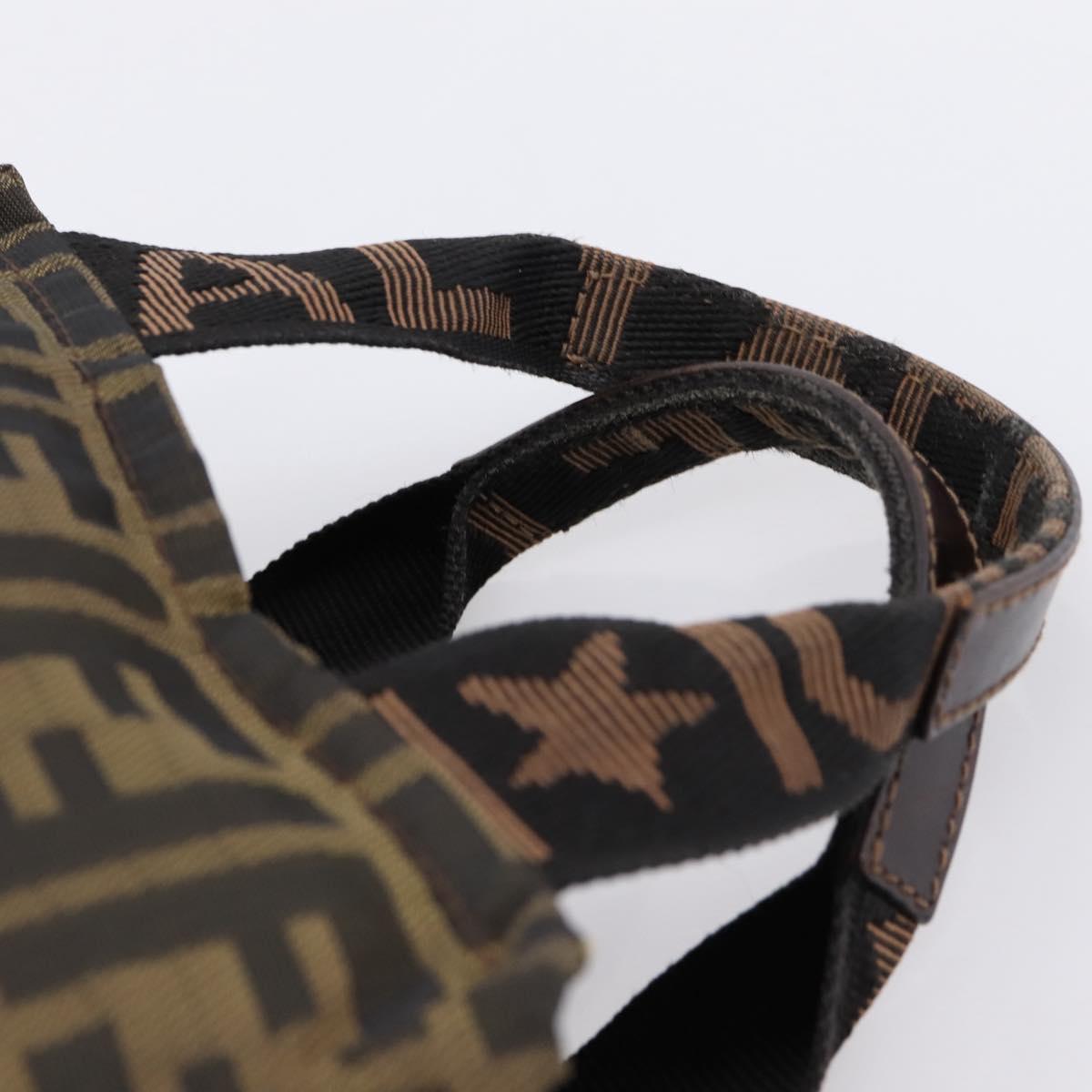 FENDI Zucca Canvas Hand Pouch Black Brown Auth 205177