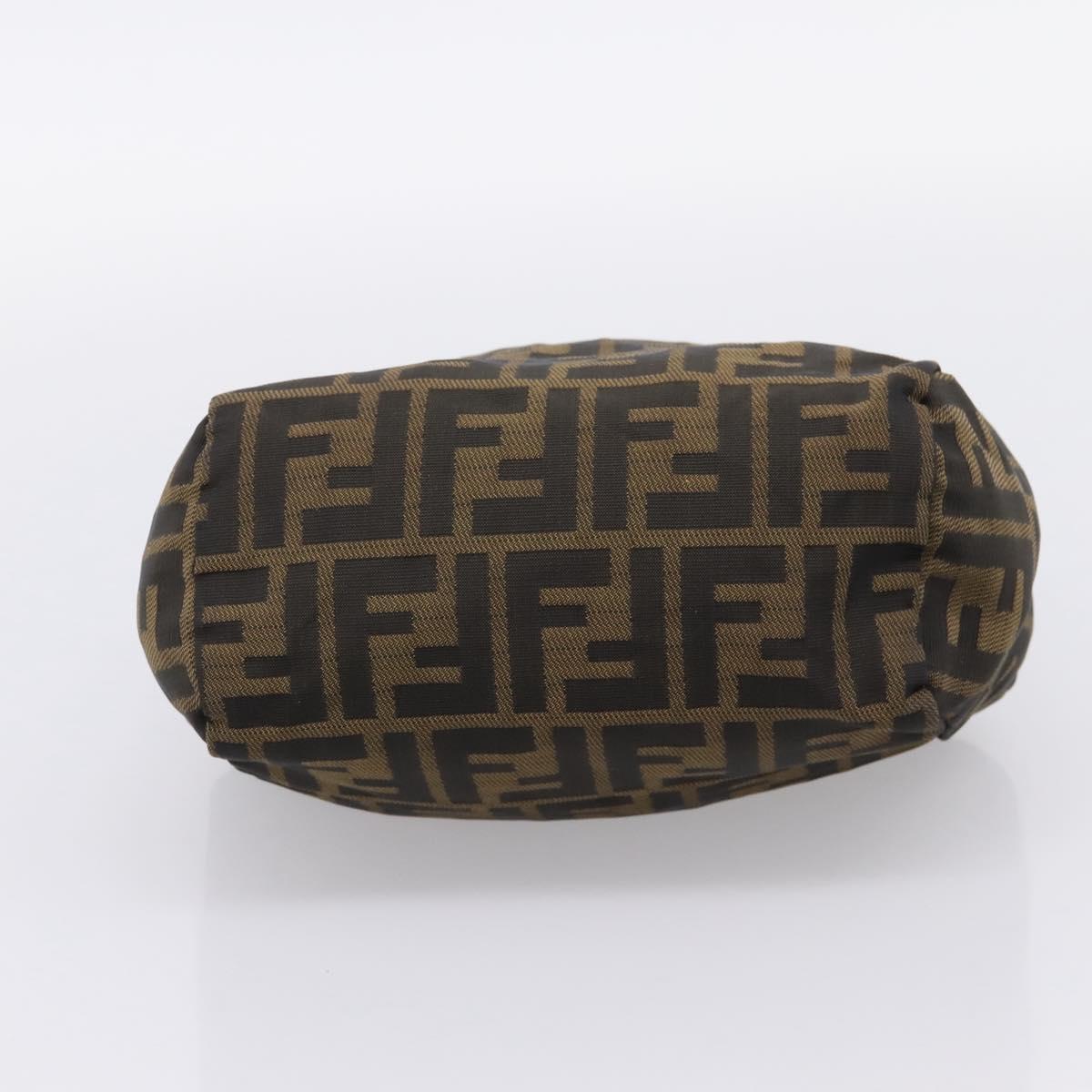 FENDI Zucca Canvas Hand Pouch Black Brown Auth 205177