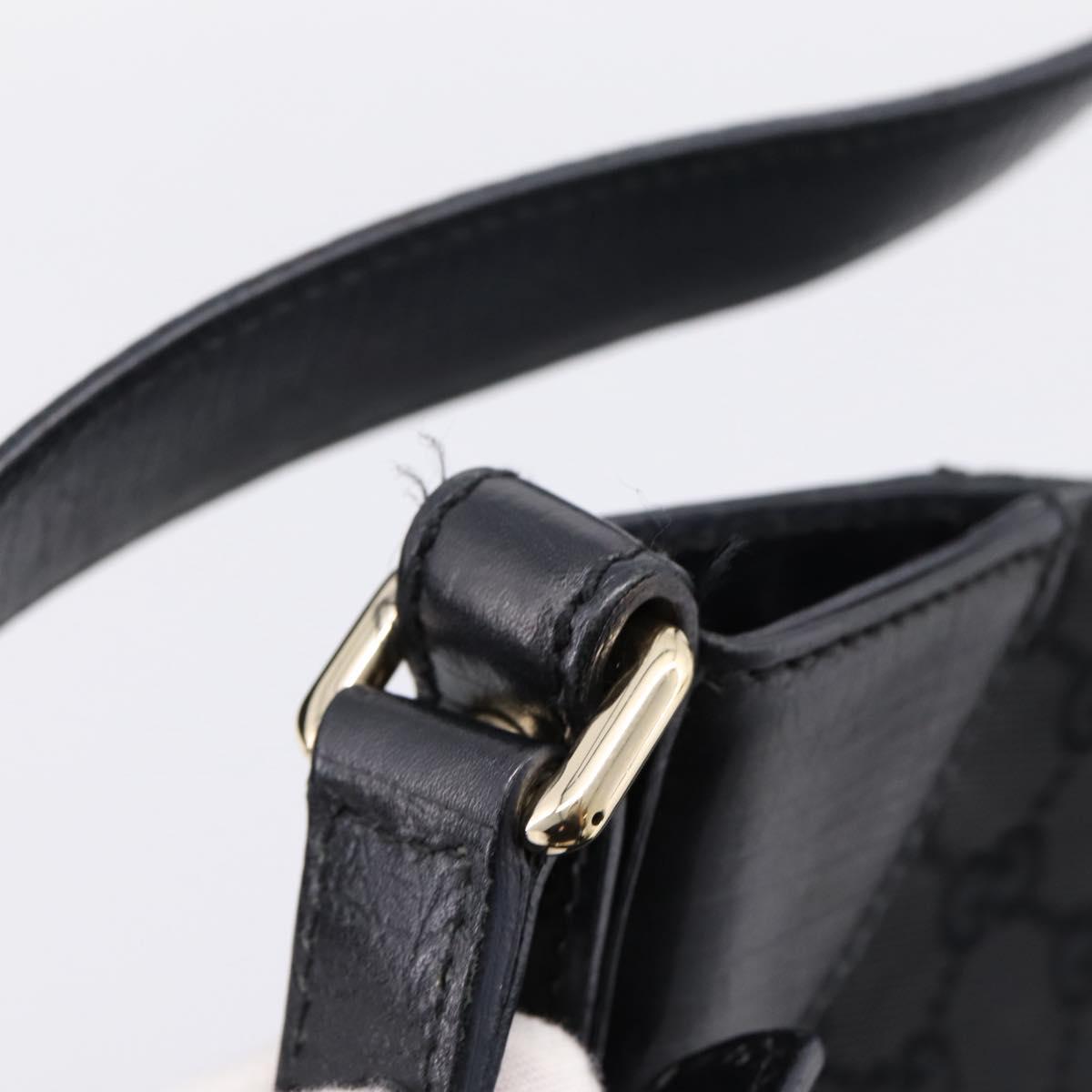 GUCCI Horsebit GG Canvas Shoulder Bag Black Gold 137388 Auth 205178V