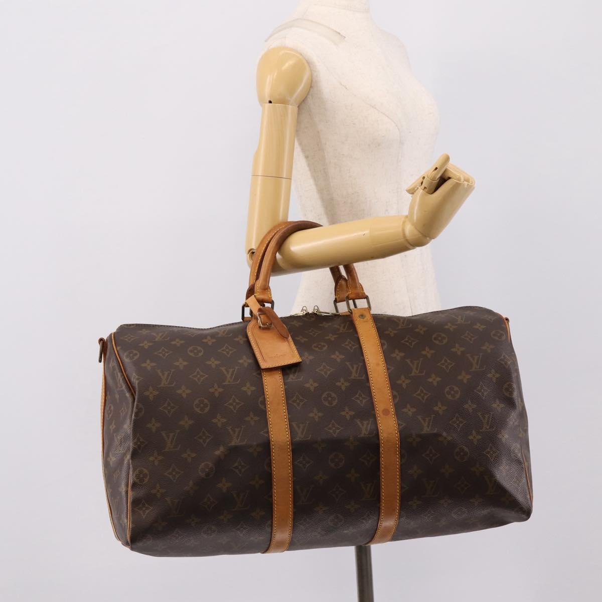 LOUIS VUITTON Monogram Keepall Bandouliere 50 Boston Bag M41416 LV Auth 205183