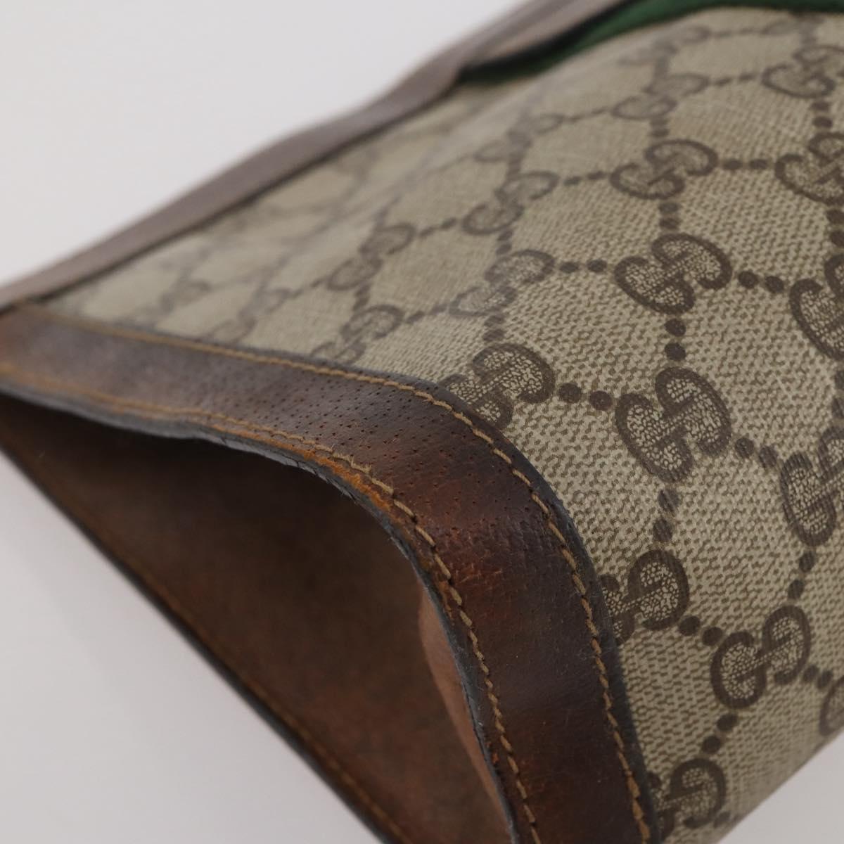 GUCCI GG Supreme Web Sherry Line Clutch Bag PVC Beige Auth 205187