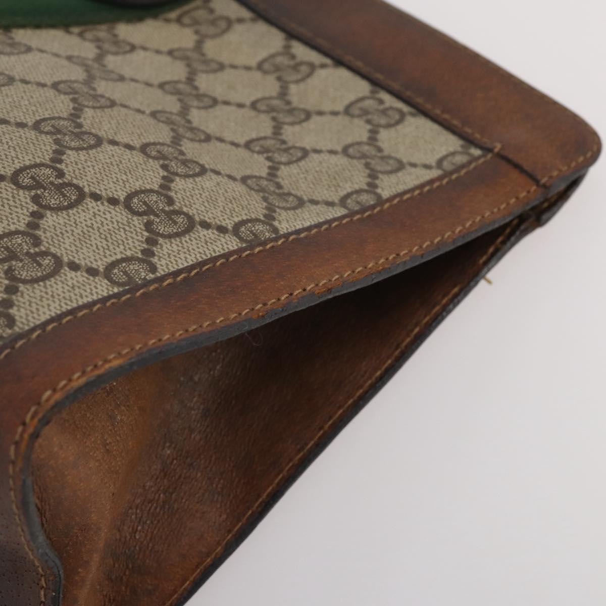GUCCI GG Supreme Web Sherry Line Clutch Bag PVC Beige Auth 205187