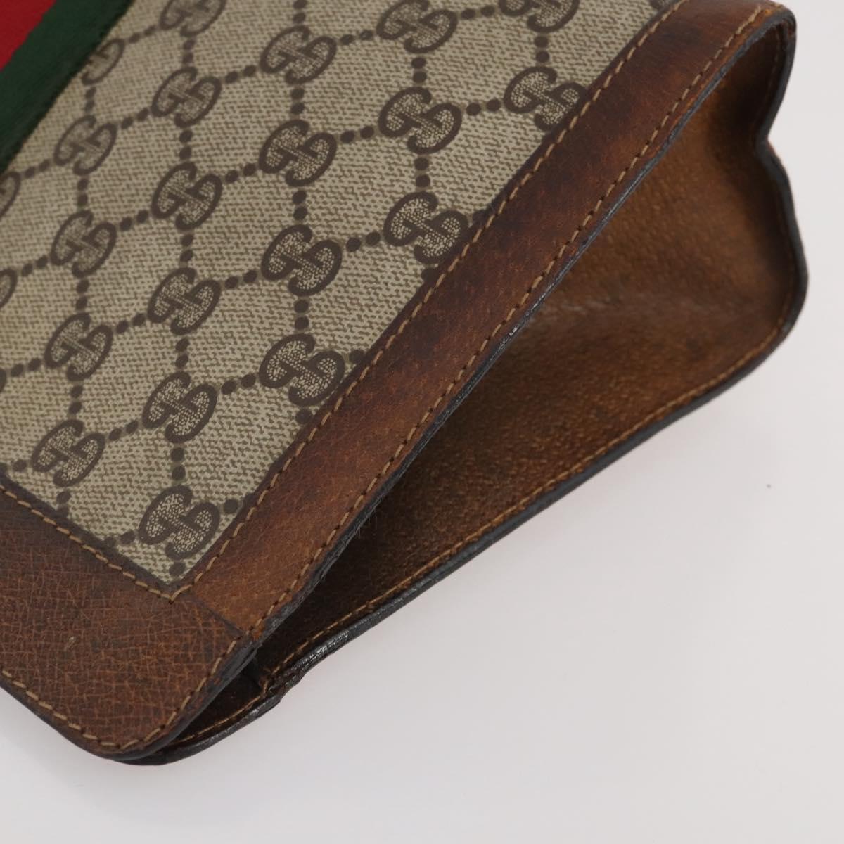 GUCCI GG Supreme Web Sherry Line Clutch Bag PVC Beige Auth 205187