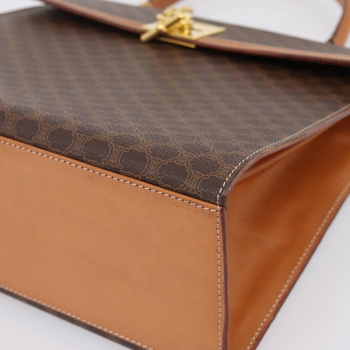 CELINE Macadam Canvas Hand Bag PVC Leather Brown Gold Auth 205190V