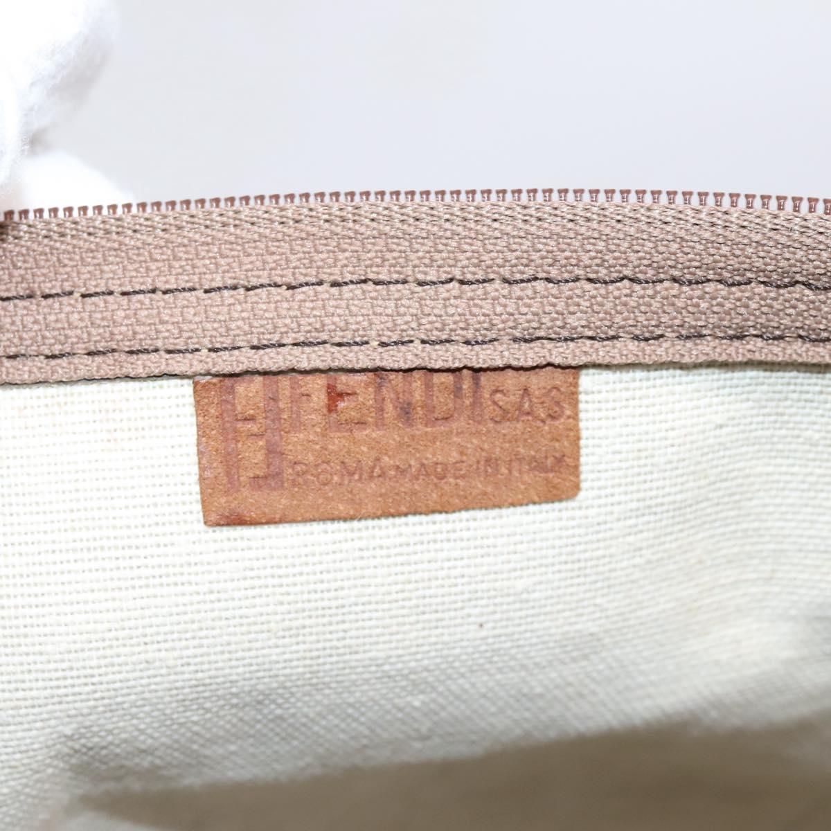 FENDI Zucchino Canvas Boston Bag Coated Canvas Beige Gold Auth 205191