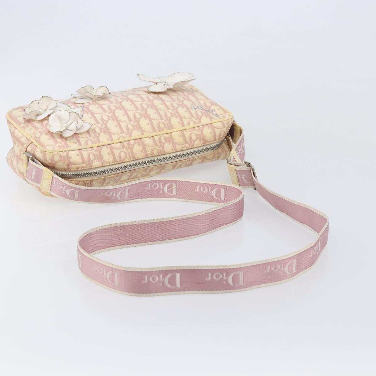 Christian Dior Trotter Canvas Shoulder Bag PVC Pink Silver Auth 205193