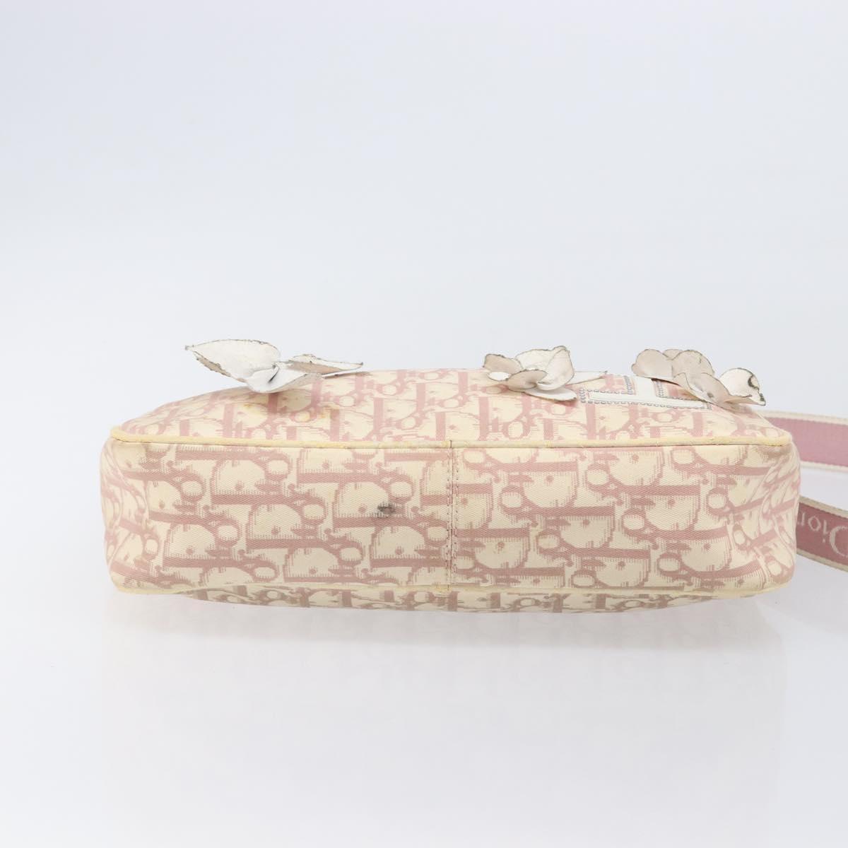 Christian Dior Trotter Canvas Shoulder Bag PVC Pink Silver Auth 205193