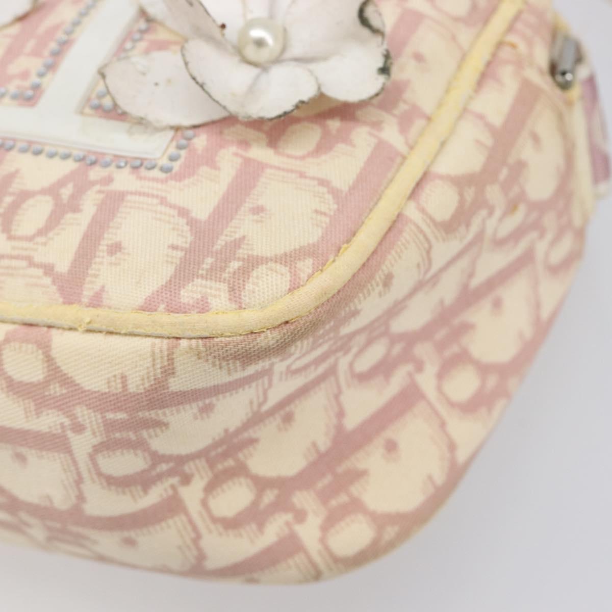 Christian Dior Trotter Canvas Shoulder Bag PVC Pink Silver Auth 205193