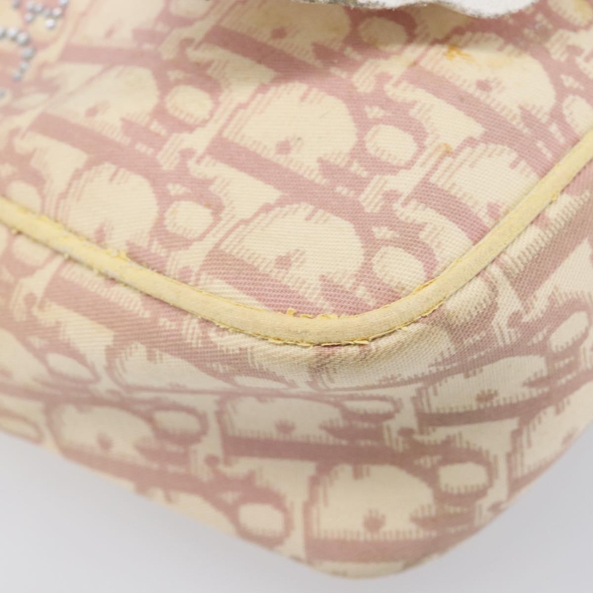 Christian Dior Trotter Canvas Shoulder Bag PVC Pink Silver Auth 205193