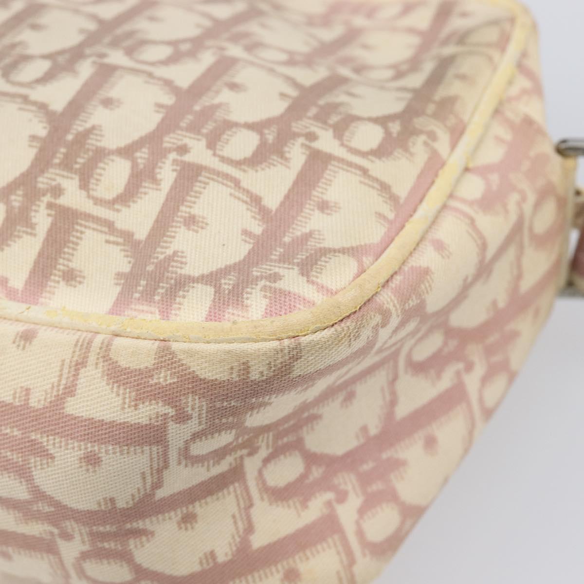 Christian Dior Trotter Canvas Shoulder Bag PVC Pink Silver Auth 205193