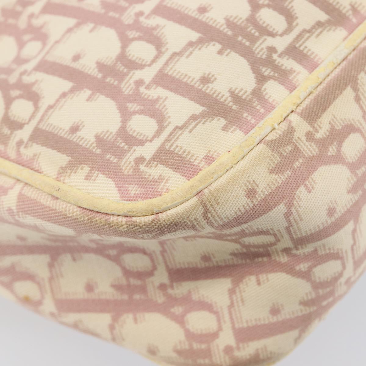 Christian Dior Trotter Canvas Shoulder Bag PVC Pink Silver Auth 205193