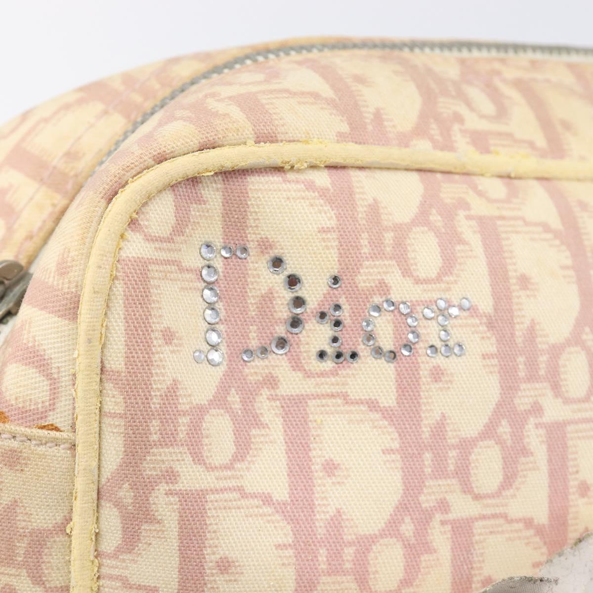 Christian Dior Trotter Canvas Shoulder Bag PVC Pink Silver Auth 205193
