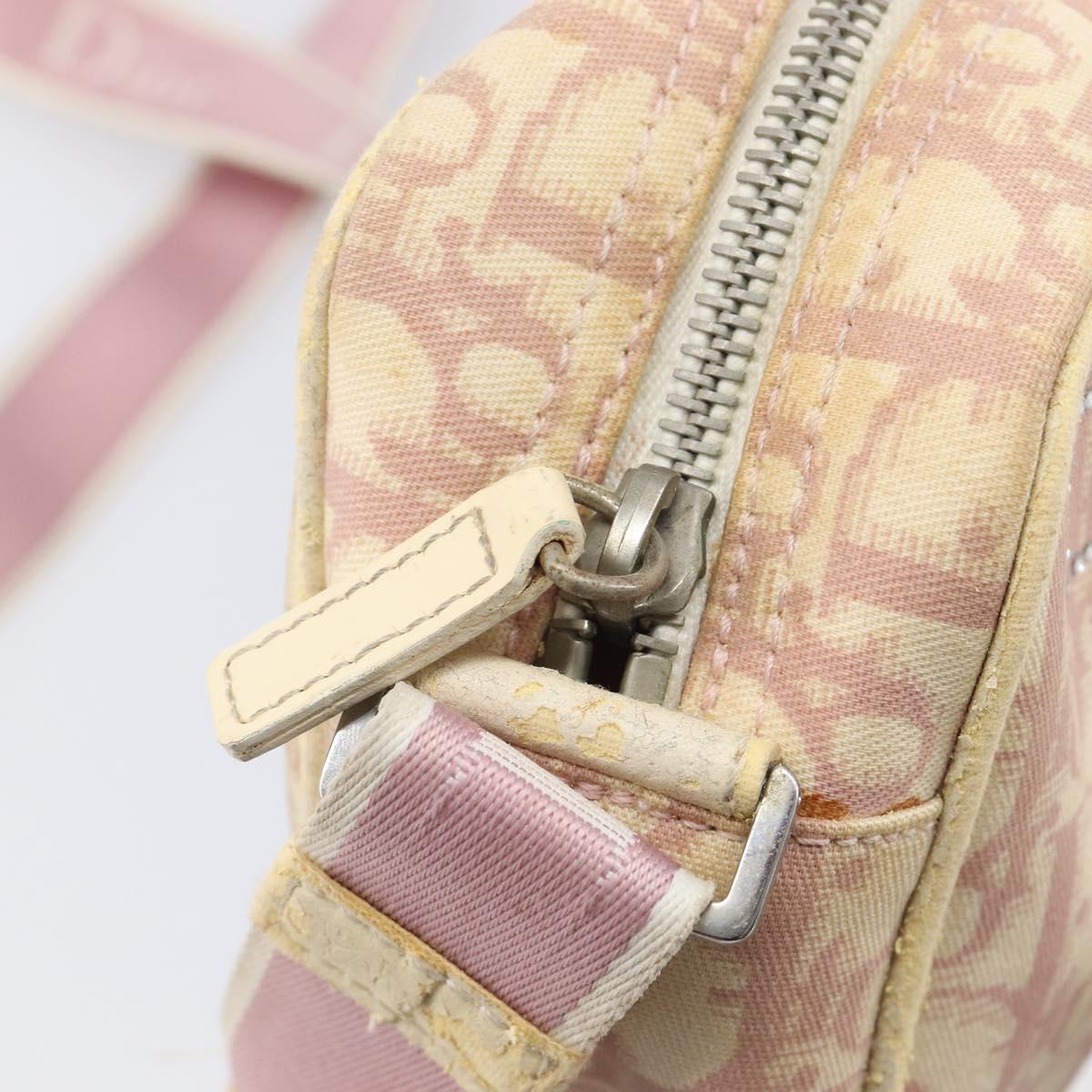 Christian Dior Trotter Canvas Shoulder Bag PVC Pink Silver Auth 205193