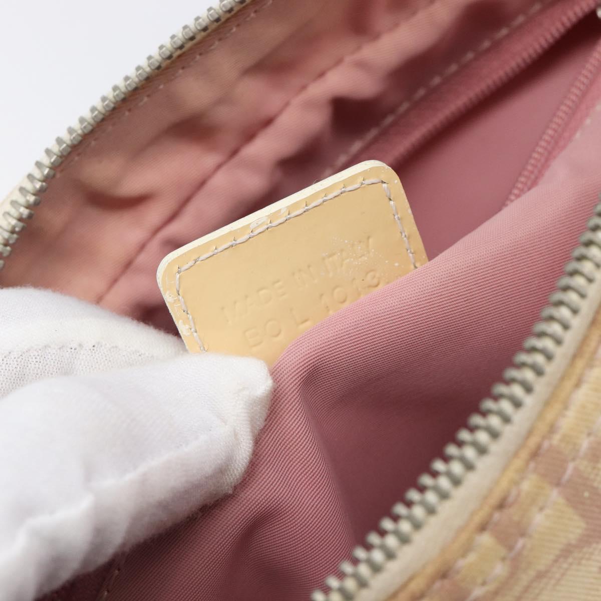Christian Dior Trotter Canvas Shoulder Bag PVC Pink Silver Auth 205193