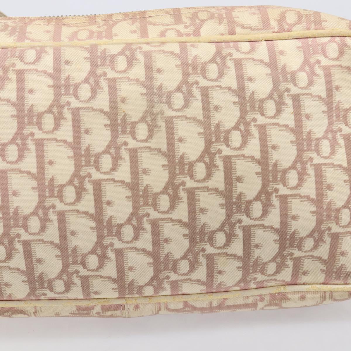 Christian Dior Trotter Canvas Shoulder Bag PVC Pink Silver Auth 205193