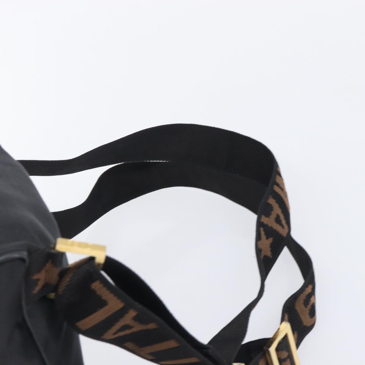 FENDI Backpack Nylon Black Gold Auth 205202A