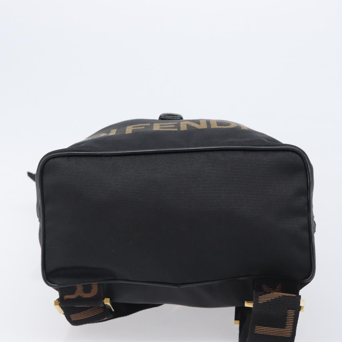 FENDI Backpack Nylon Black Gold Auth 205202A