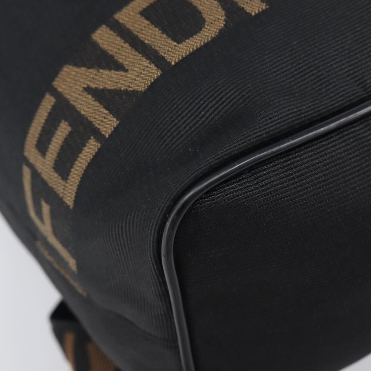 FENDI Backpack Nylon Black Gold Auth 205202A